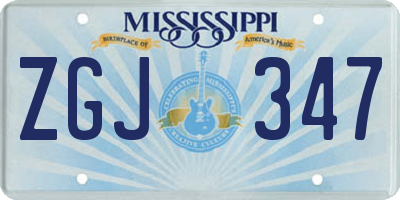 MS license plate ZGJ347