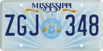 MS license plate ZGJ348