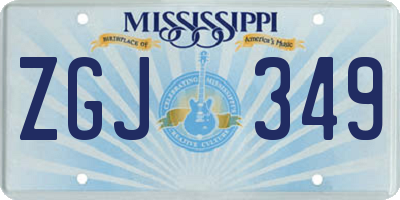 MS license plate ZGJ349