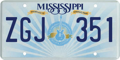 MS license plate ZGJ351