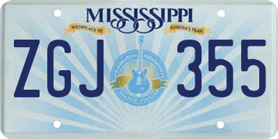 MS license plate ZGJ355