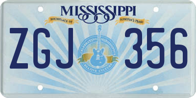 MS license plate ZGJ356