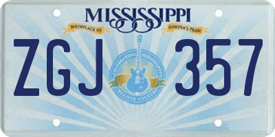 MS license plate ZGJ357