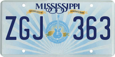 MS license plate ZGJ363
