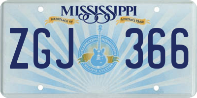 MS license plate ZGJ366
