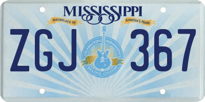 MS license plate ZGJ367