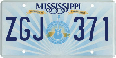 MS license plate ZGJ371