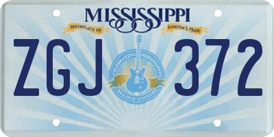 MS license plate ZGJ372