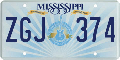 MS license plate ZGJ374