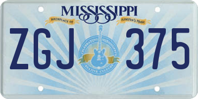 MS license plate ZGJ375
