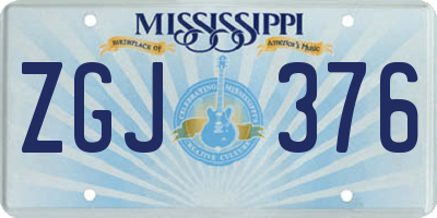 MS license plate ZGJ376
