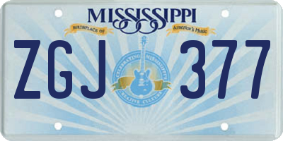 MS license plate ZGJ377