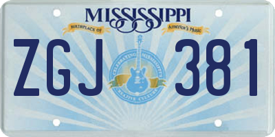MS license plate ZGJ381
