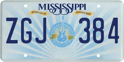 MS license plate ZGJ384