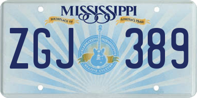 MS license plate ZGJ389