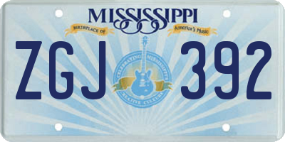 MS license plate ZGJ392
