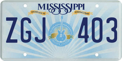 MS license plate ZGJ403