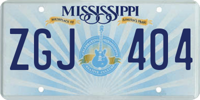 MS license plate ZGJ404