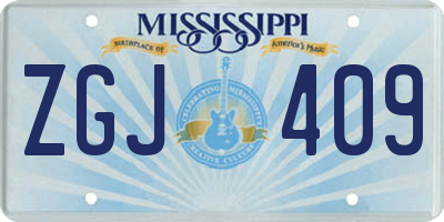 MS license plate ZGJ409