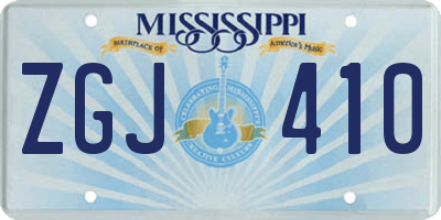 MS license plate ZGJ410