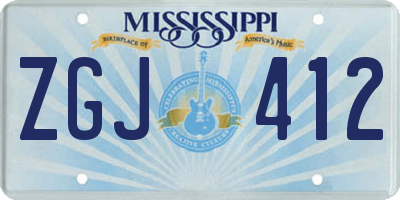 MS license plate ZGJ412
