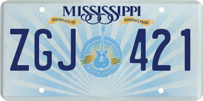 MS license plate ZGJ421