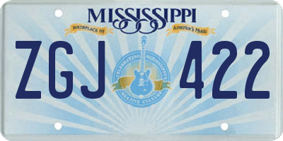 MS license plate ZGJ422