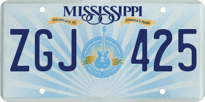 MS license plate ZGJ425