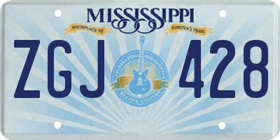 MS license plate ZGJ428