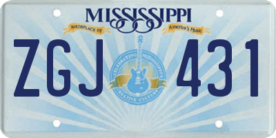 MS license plate ZGJ431
