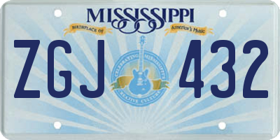 MS license plate ZGJ432