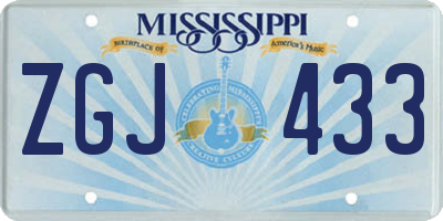 MS license plate ZGJ433