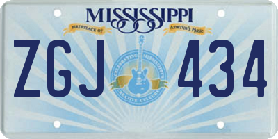 MS license plate ZGJ434