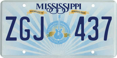 MS license plate ZGJ437