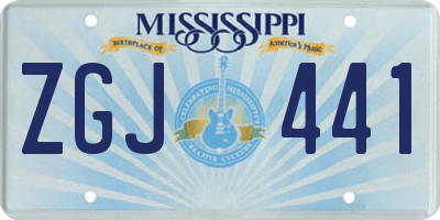 MS license plate ZGJ441