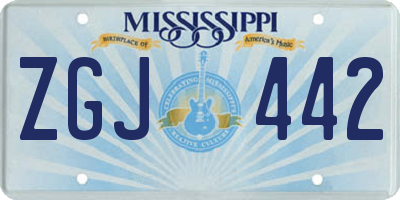MS license plate ZGJ442
