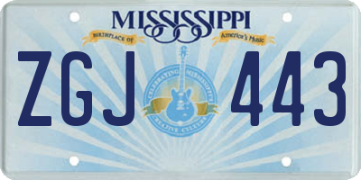 MS license plate ZGJ443