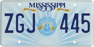 MS license plate ZGJ445