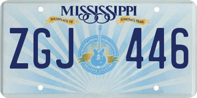 MS license plate ZGJ446