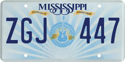 MS license plate ZGJ447