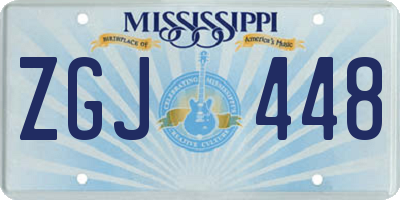 MS license plate ZGJ448