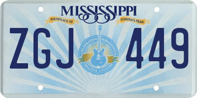 MS license plate ZGJ449