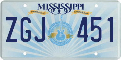 MS license plate ZGJ451