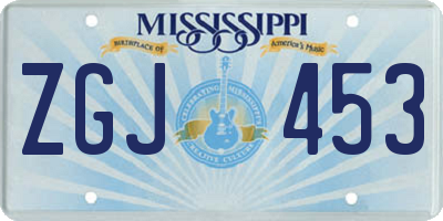 MS license plate ZGJ453