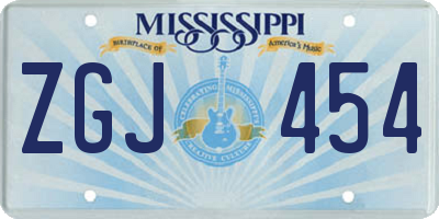 MS license plate ZGJ454