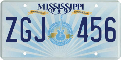 MS license plate ZGJ456