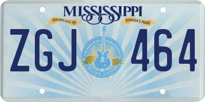 MS license plate ZGJ464