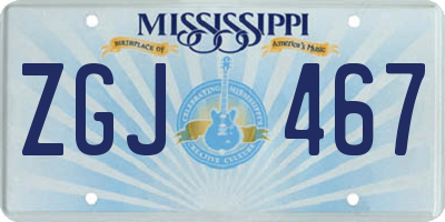 MS license plate ZGJ467