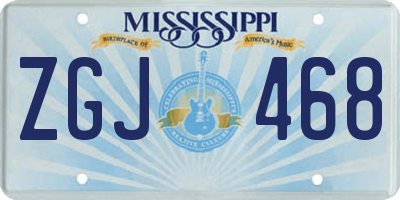 MS license plate ZGJ468