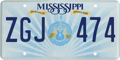 MS license plate ZGJ474
